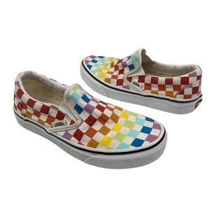 Vans Checkerboard Multi Colored Slip-On Skater Shoes Size 5.5 Women's (4 Men's)